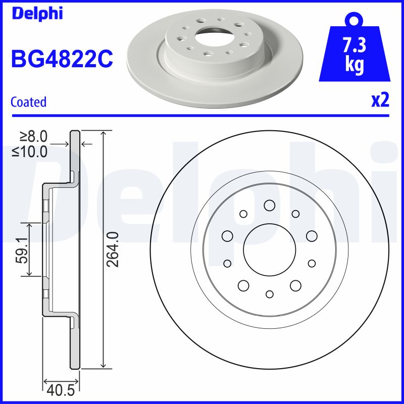 DELPHI BG4822C - Тормозные диски