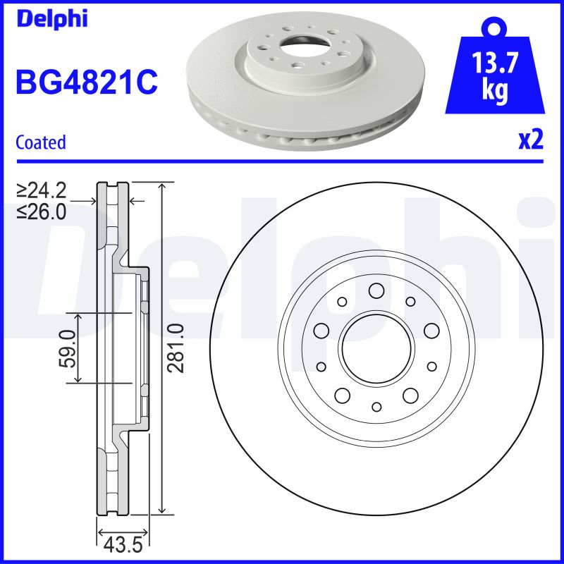 DELPHI BG4821C - Тормозные диски