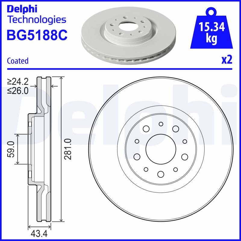 DELPHI BG5188C - Тормозные диски