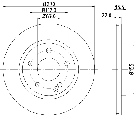 HELLA 8DD 355 128-161 - Тормозной диск PRO High Carbon