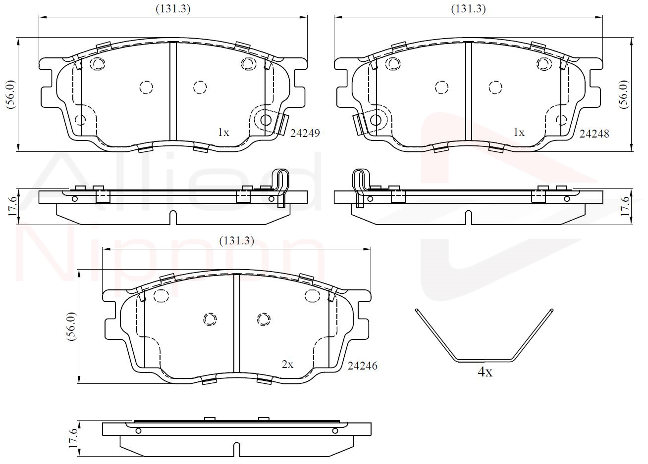 ALLIED NIPPON ADB3948 - Комплект тормозных колодок, дисковый тормоз ANL Braking