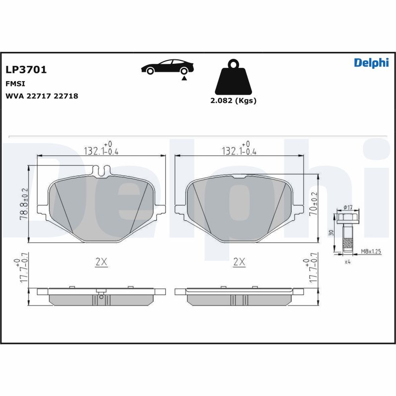 DELPHI LP3701 - Тормозные колодки 