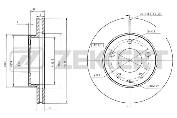 ZEKKERT BS-5149 - Тормозные диски