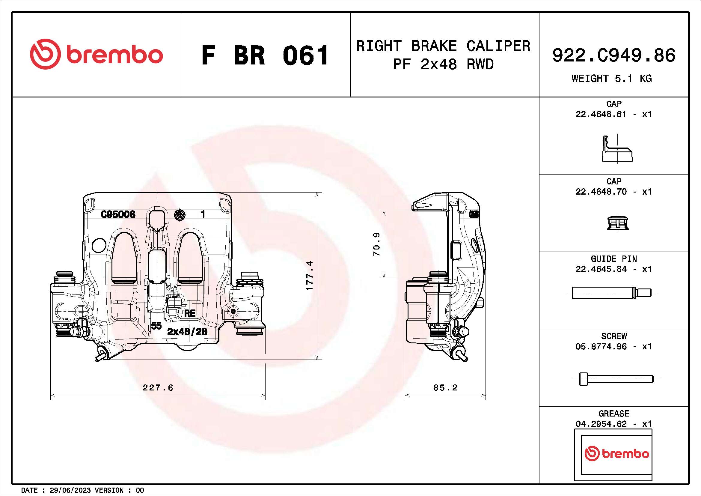 BREMBO F BR 061 - Тормозной суппорт PRIME LINE