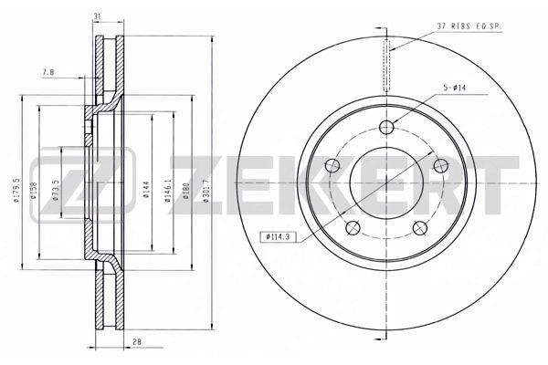 ZEKKERT BS-5934 - Тормозные диски