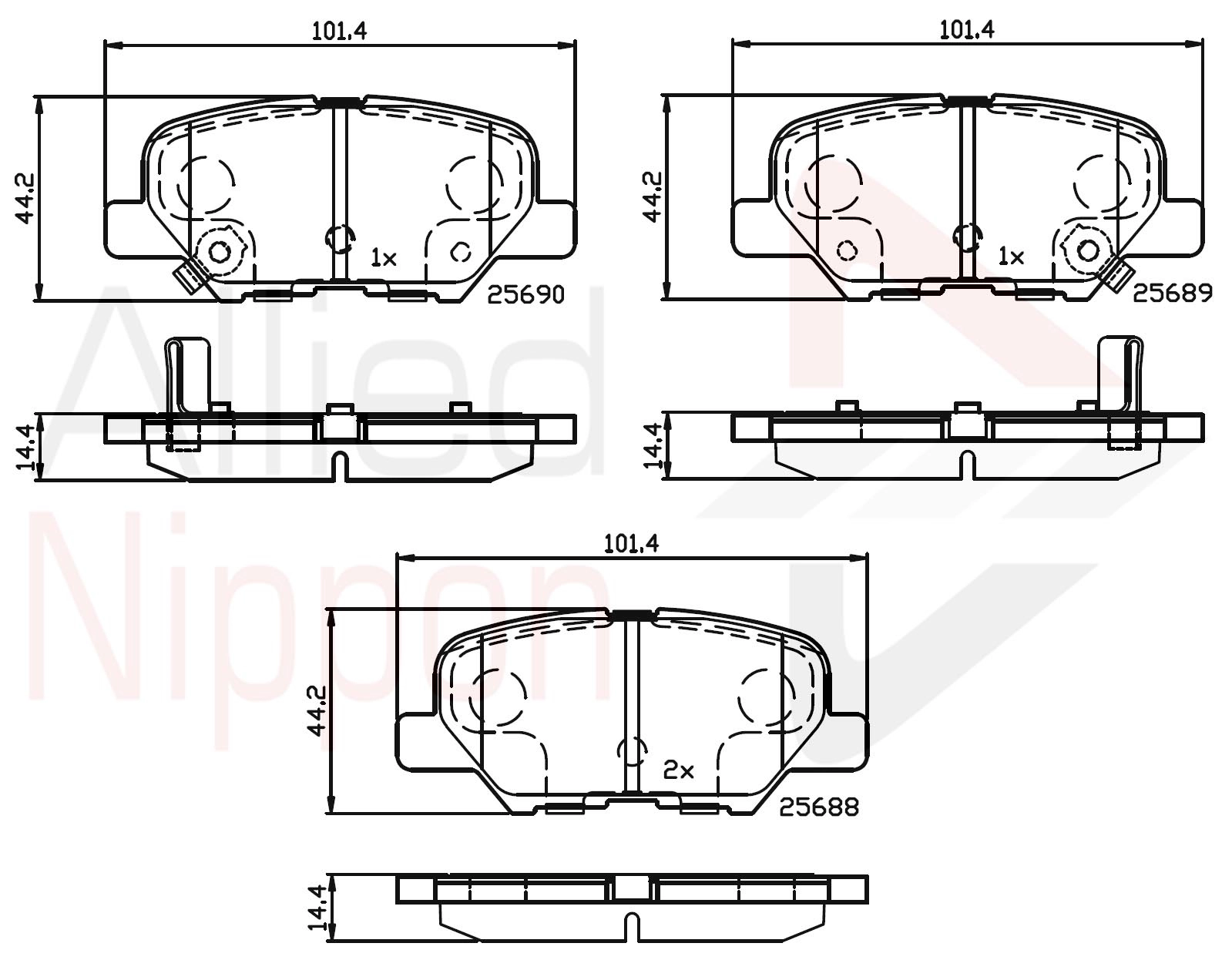 Комплект тормозных колодок, дисковый тормоз ANL Braking