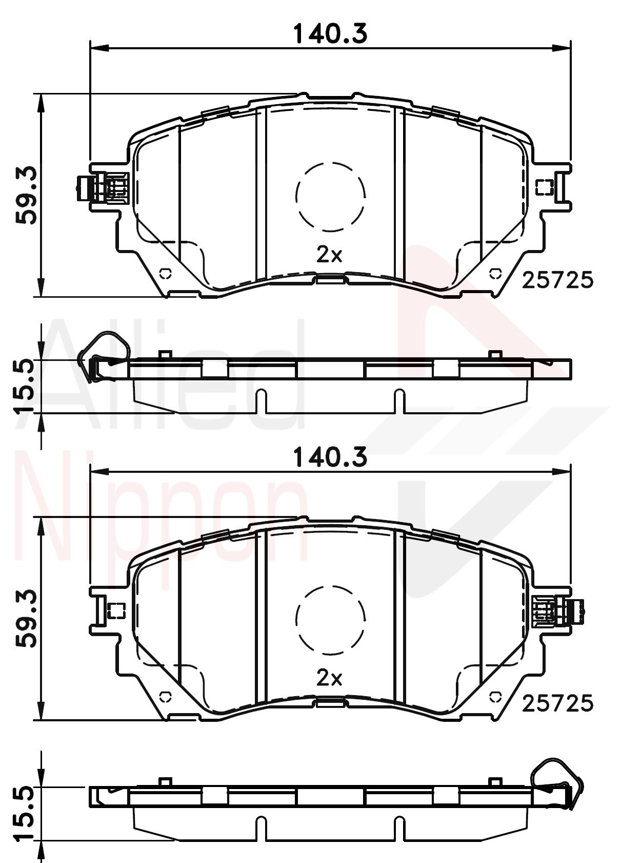 ALLIED NIPPON ADB32237 - Комплект тормозных колодок, дисковый тормоз ANL Braking