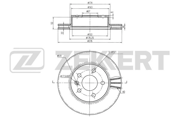 ZEKKERT BS-5238 - Тормозные диски