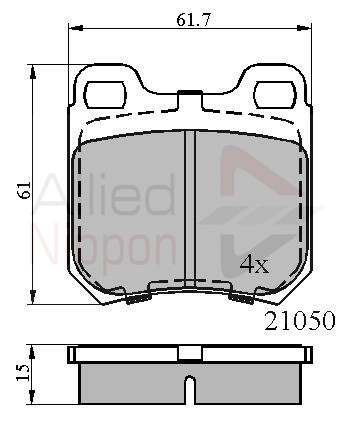 ALLIED NIPPON ADB0741 - Комплект тормозных колодок, дисковый тормоз ANL Braking