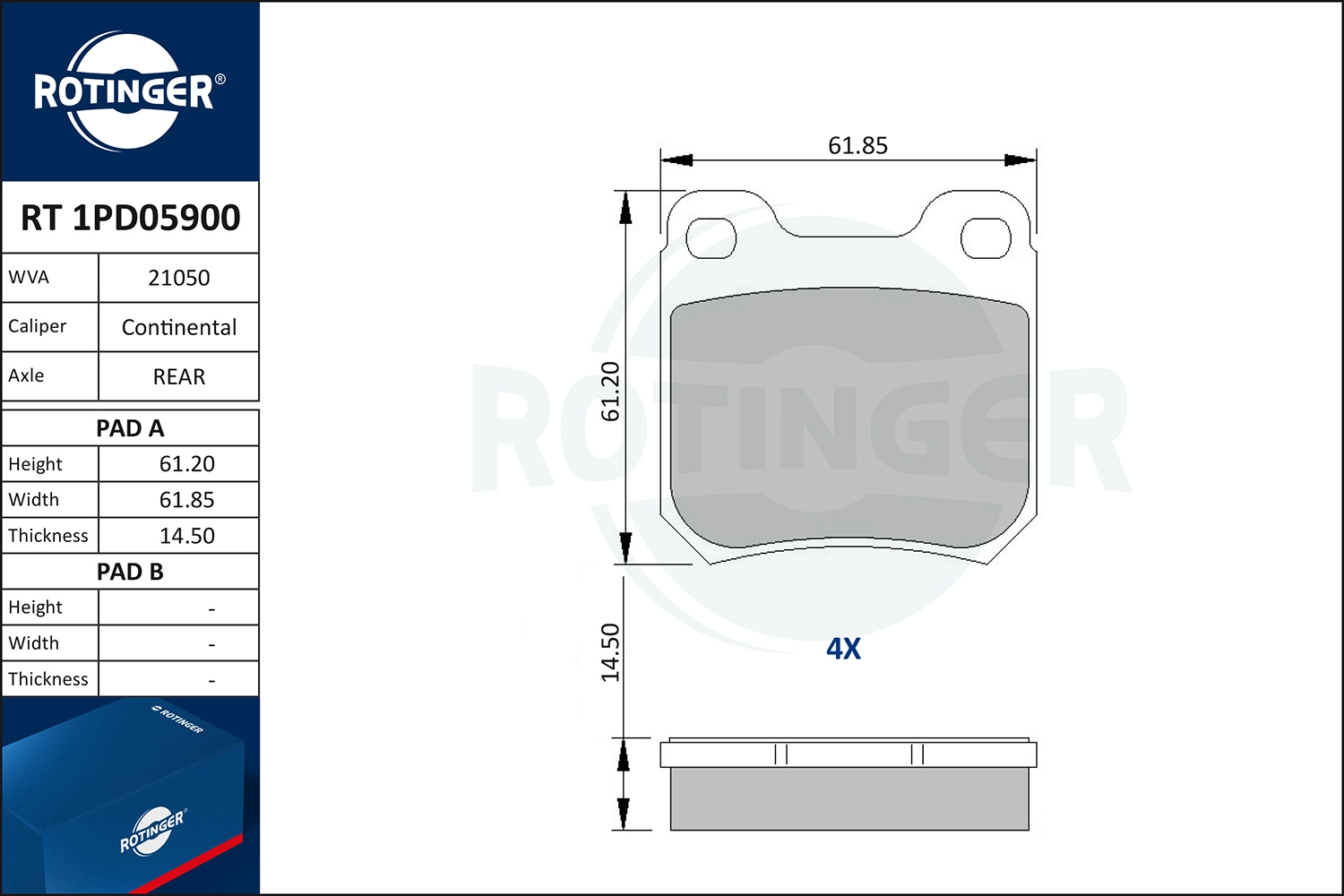 ROTINGER RT 1PD05900 - Тормозные колодки 