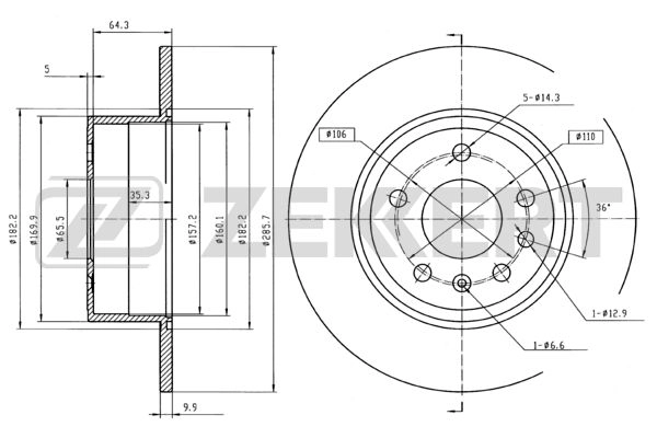 ZEKKERT BS-5163 - Тормозные диски
