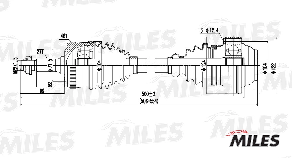 MILES GC00076 - Приводной вал (полуось)
