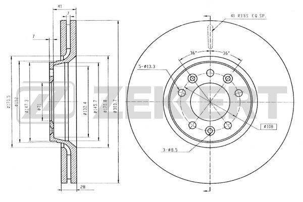 ZEKKERT BS-5104 - Тормозные диски