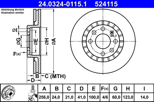 ATE 24.0324-0115.1 - Тормозной диск PowerDisc