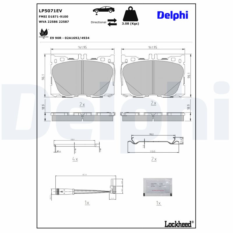 DELPHI LP5071EV - Тормозные колодки 