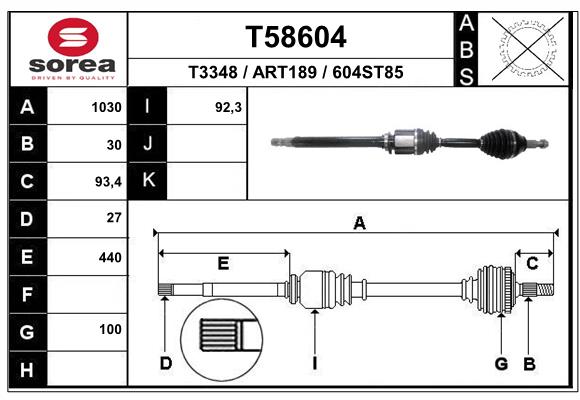 EAI T58604 - Приводной вал (полуось)