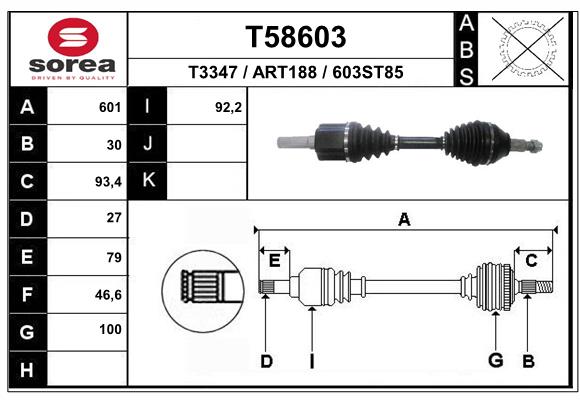 EAI T58603 - Приводной вал (полуось)