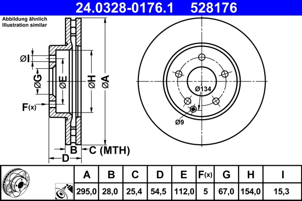 ATE 24.0328-0176.1 - Тормозной диск PowerDisc