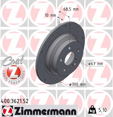 ZIMMERMANN 400.3621.52 - Тормозной диск SPORT BRAKE DISC Z