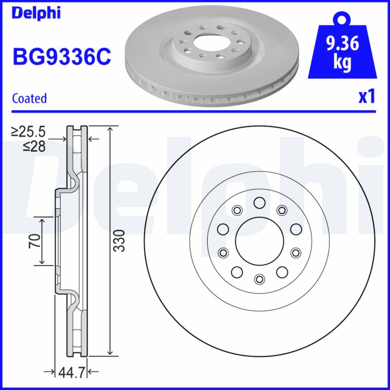 DELPHI BG9336C - Тормозные диски