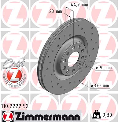 ZIMMERMANN 110.2222.52 - Тормозной диск SPORT BRAKE DISC Z