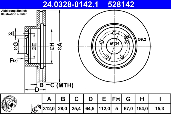 ATE 24.0328-0142.1 - Тормозной диск PowerDisc