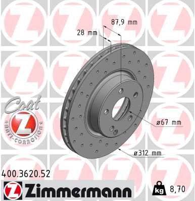 ZIMMERMANN 400.3620.52 - Тормозной диск SPORT BRAKE DISC Z