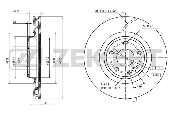 ZEKKERT BS-6554 - Тормозные диски
