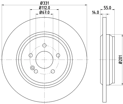 HELLA 8DD 355 107-241 - Тормозной диск PRO