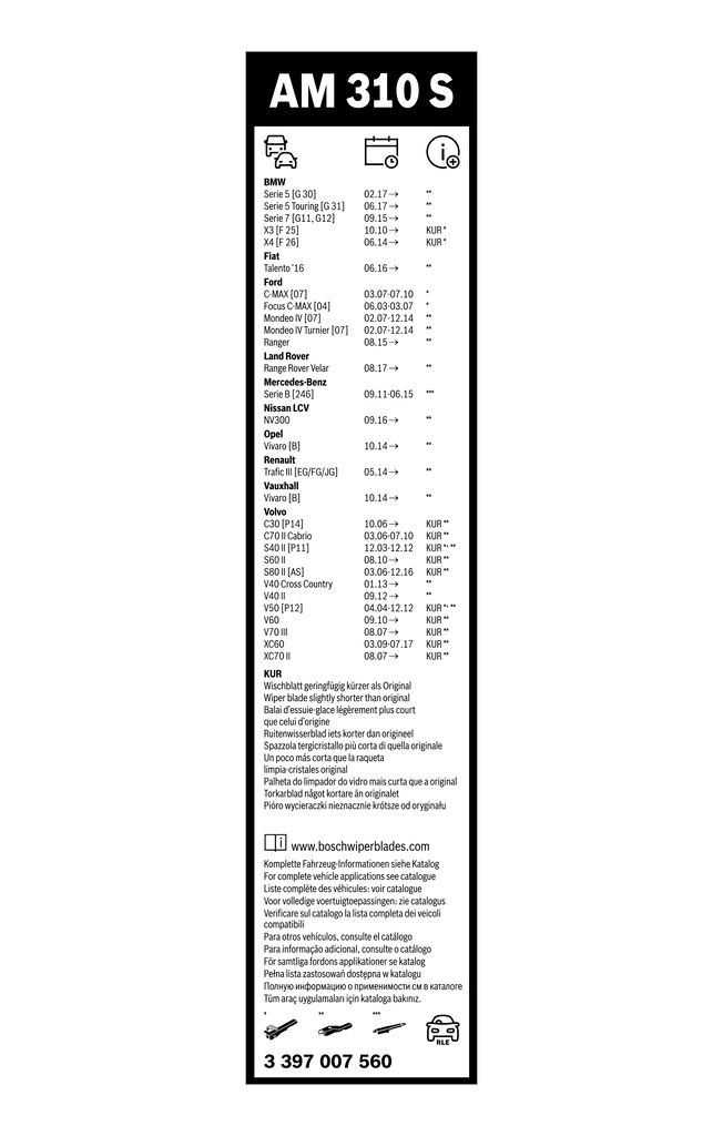 BOSCH 3 397 007 560 - Щетка стеклоочистителя Многофункциональный зажим Aerotwin