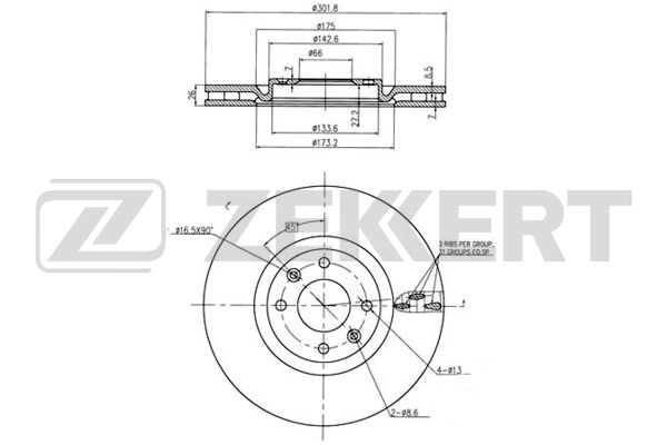 ZEKKERT BS-5636 - Тормозные диски