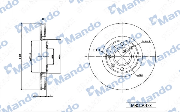 MANDO MBC030128 - Тормозные диски