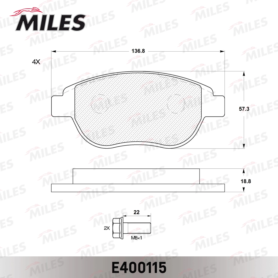 MILES E400115 - Тормозные колодки 