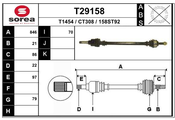 EAI T29158 - Приводной вал (полуось)