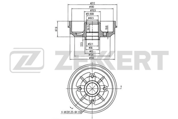 ZEKKERT BS-5091 - Тормозной барабан