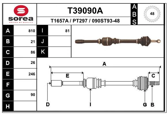 EAI T39090A - Приводной вал (полуось)