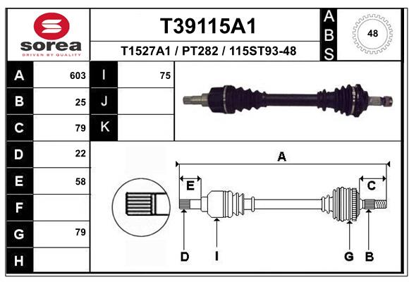 EAI T39115A1 - Приводной вал (полуось)