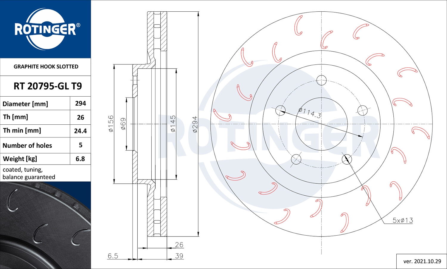 Тормозной диск GRAPHITE HOOK SLOTTED