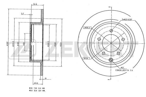 ZEKKERT BS-6624 - Тормозные диски