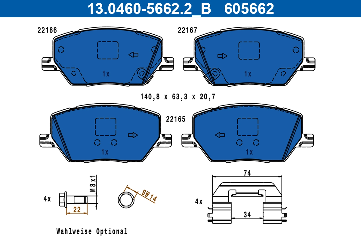 ATE 13.0460-5662.2 - Тормозные колодки 