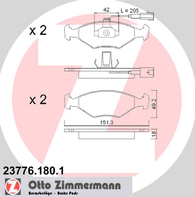 ZIMMERMANN 23776.180.1 - Тормозные колодки 