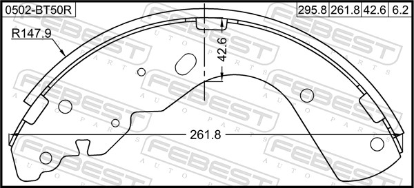 FEBEST 0502-BT50R - Колодки барабанные