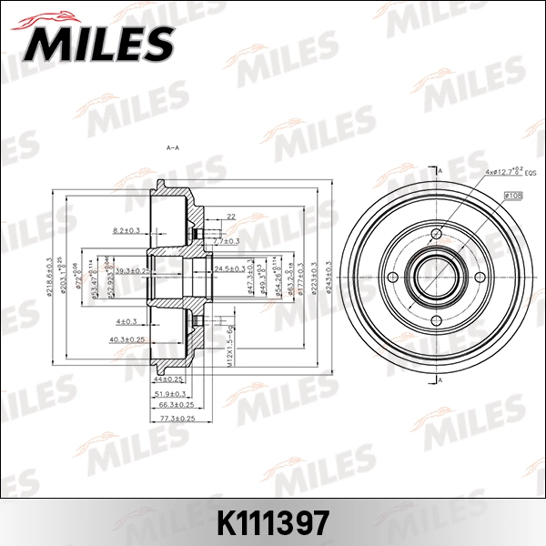 MILES K111397 - Тормозной барабан
