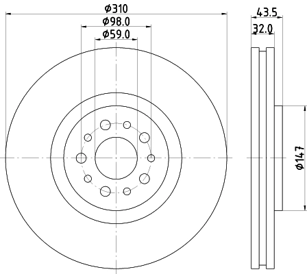 HELLA 8DD 355 109-131 - Тормозные диски
