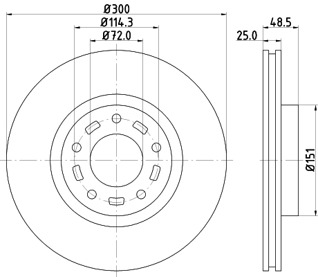 HELLA 8DD 355 128-241 - Тормозной диск PRO High Carbon