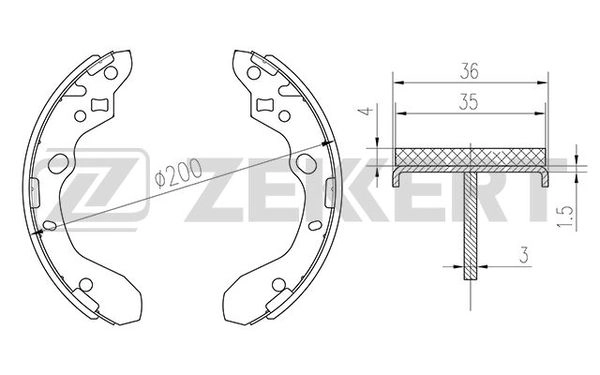 ZEKKERT BK-4294 - Барабанные колодки