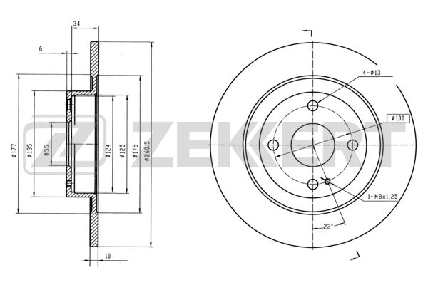 ZEKKERT BS-5717 - Тормозные диски