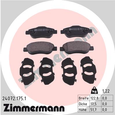 ZIMMERMANN 24072.175.1 - Тормозные колодки 