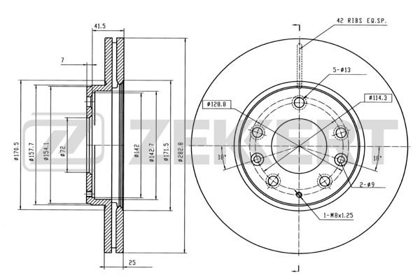 ZEKKERT BS-5389B - Тормозные диски