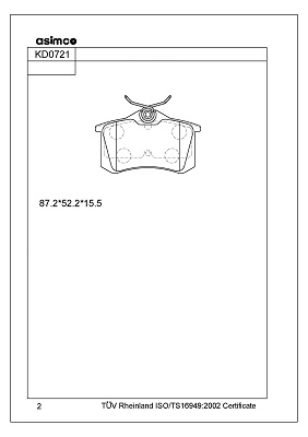 ASIMCO KD0721 - Тормозные колодки 